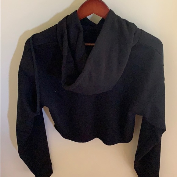 Women’s Cropped Black Sweatshirt Hoody Size L - Picture 3 of 4